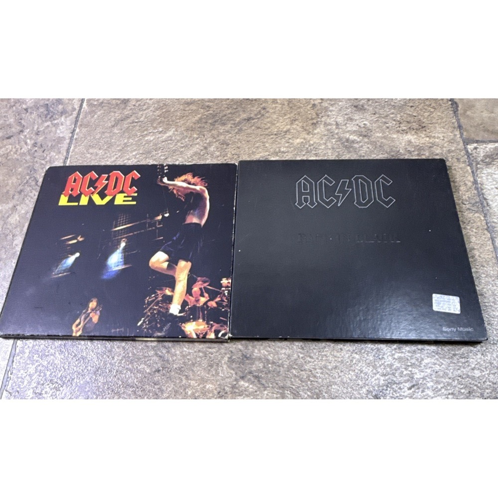 AC/DC CD Lot Back In Black and Live Epic Records Rock Music 2 Discs